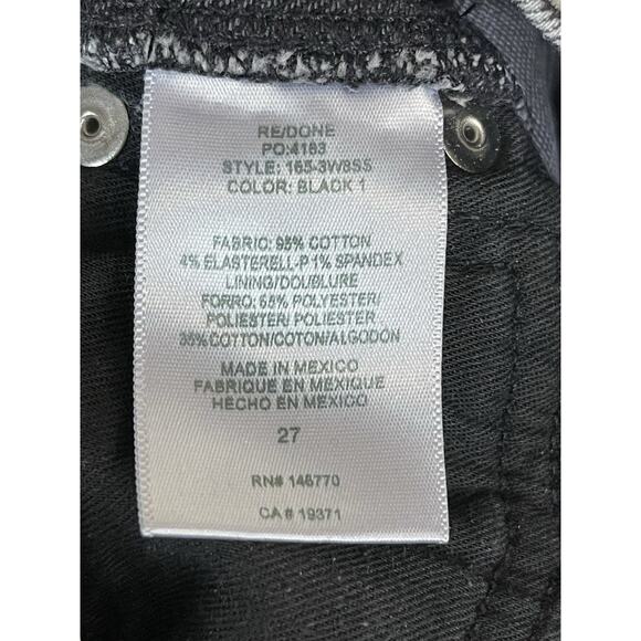 RE/DONE Jeans Womens 27 Black High Rise Stove Pipe Straight Leg Button Fly Denim - Picture 11 of 15